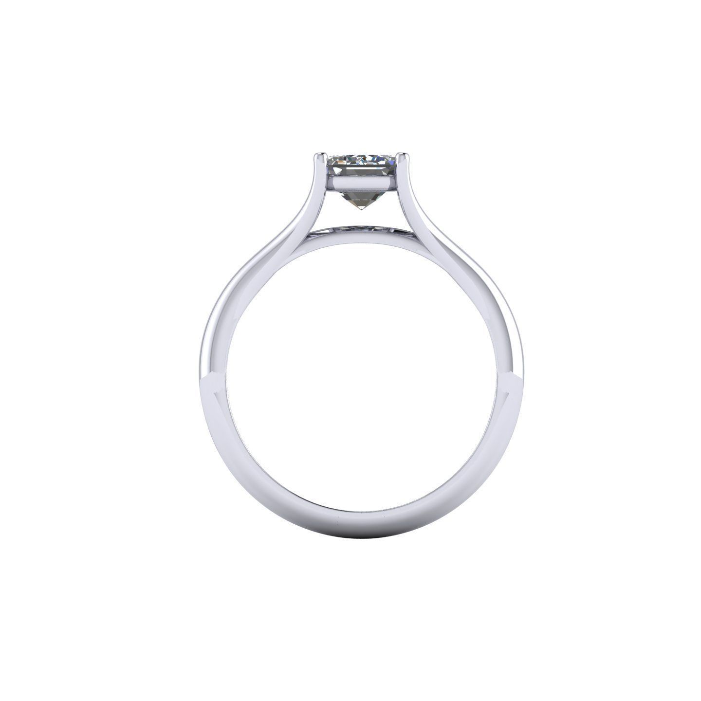 Emerald Solitaire Diamond Ring 3D print model_2