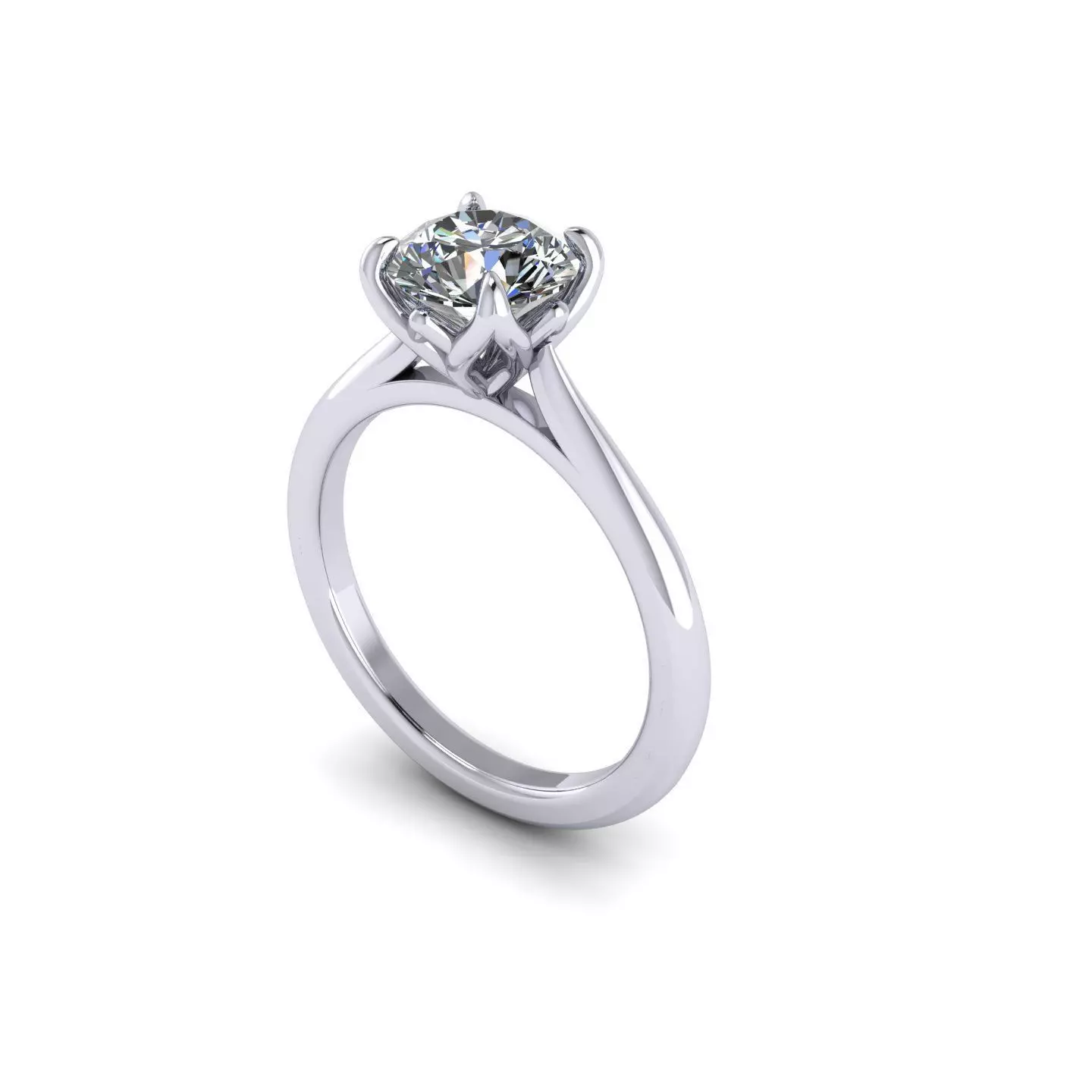 Solitaire Four Prong Diamond Ring 3D print model_0