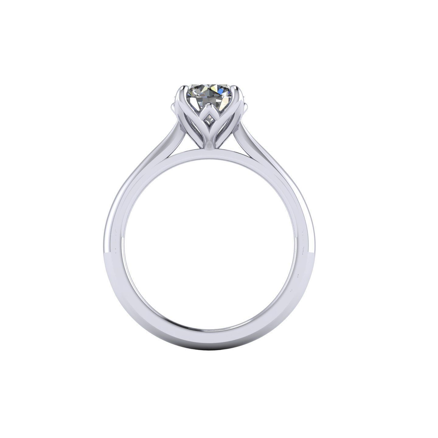 Solitaire Four Prong Diamond Ring 3D print model_1