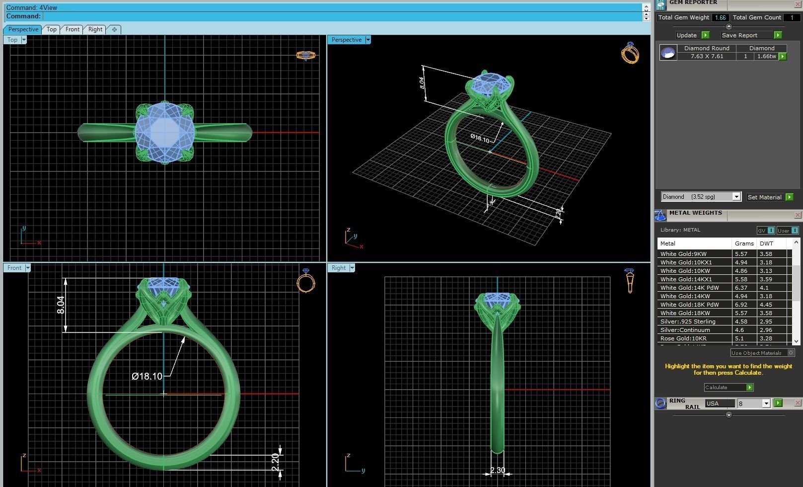 Solitaire Four Prong Diamond Ring 3D print model_2