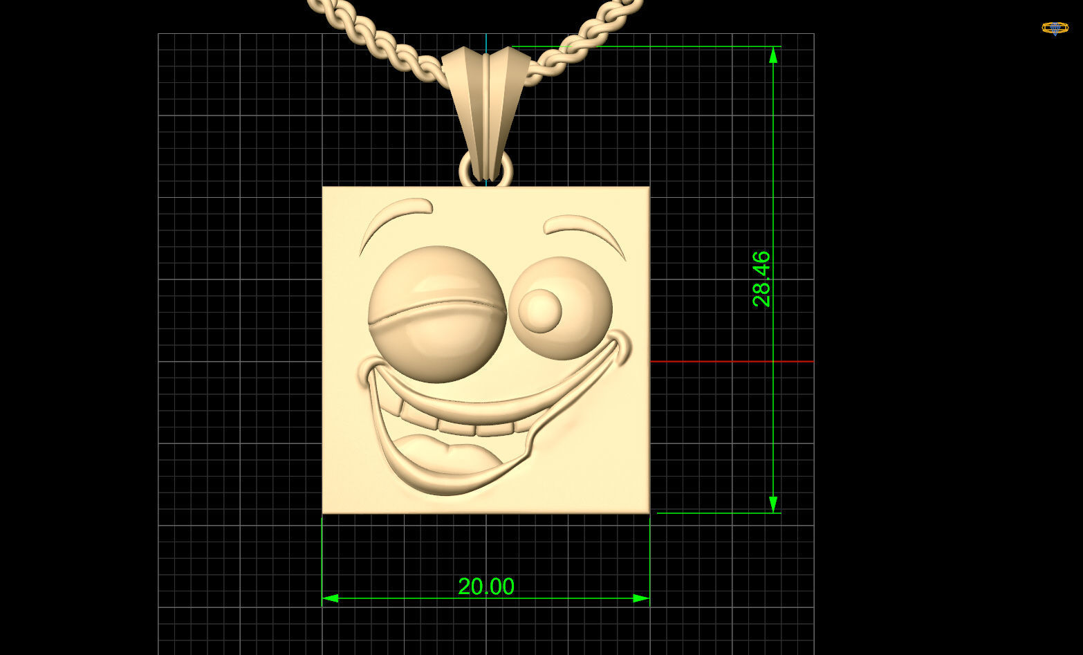 Emoji face comic pendant silver gold jewelry 3D printable model 3D print model_7