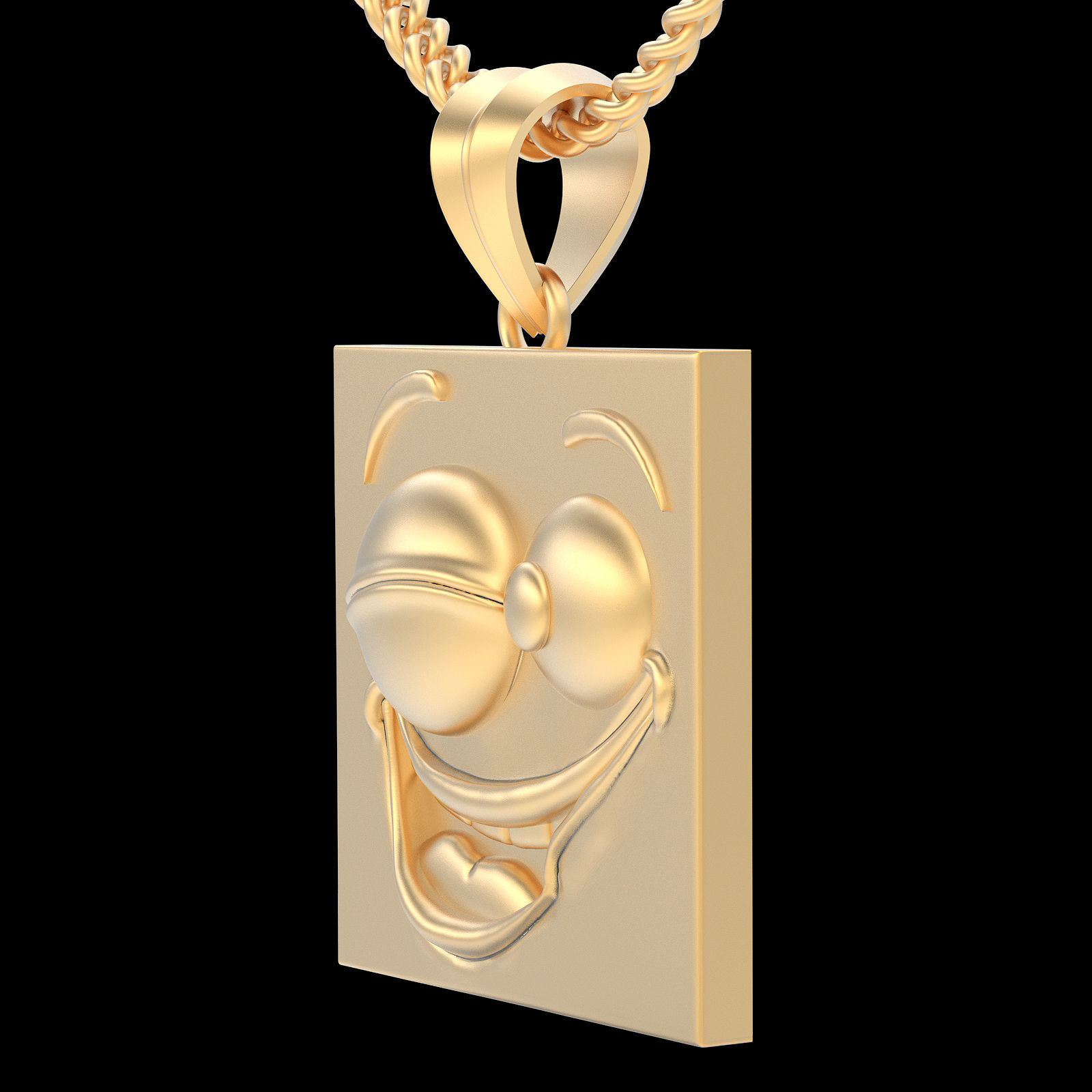 Emoji face comic pendant silver gold jewelry 3D printable model 3D print model_4
