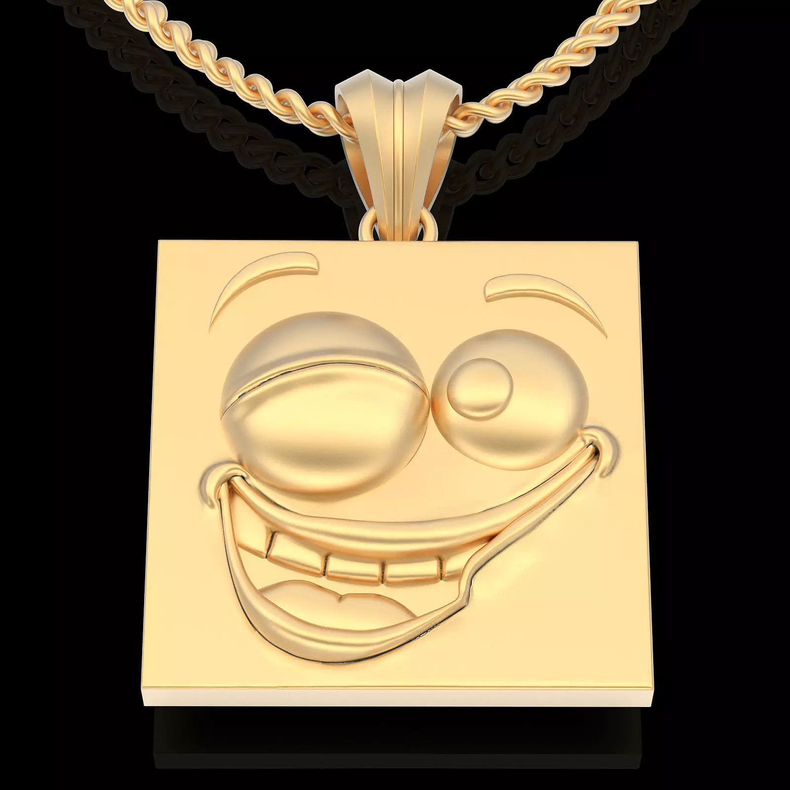Emoji face comic pendant silver gold jewelry 3D printable model 3D print model_0