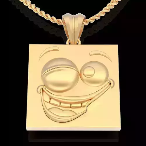 Emoji face comic pendant silver gold jewelry 3D printable model 3D print model