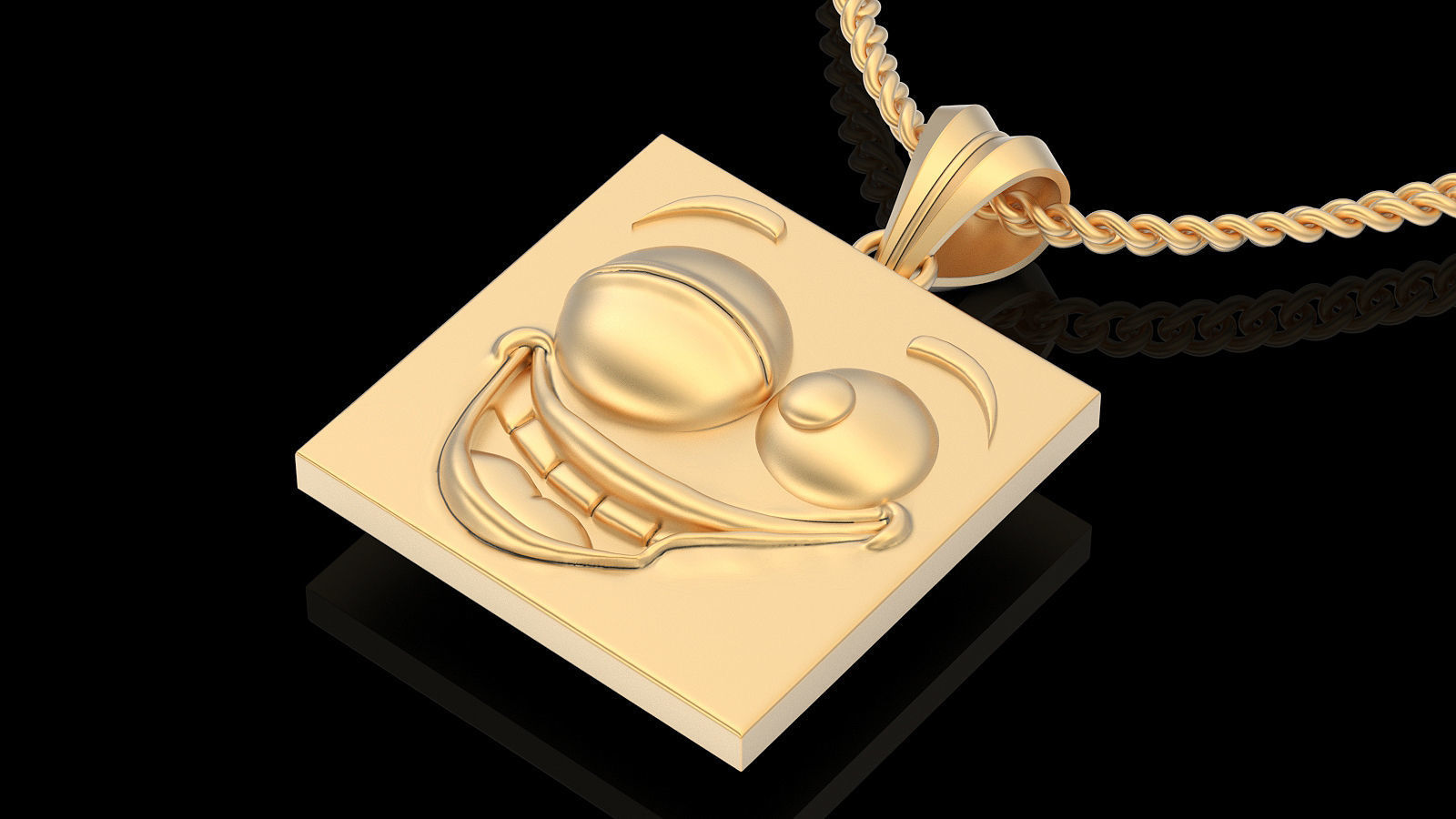 Emoji face comic pendant silver gold jewelry 3D printable model 3D print model_1
