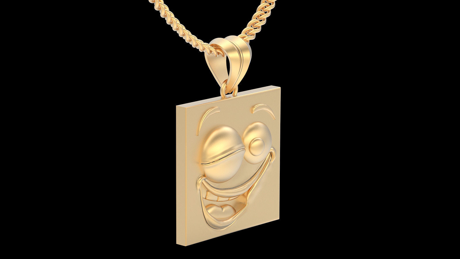 Emoji face comic pendant silver gold jewelry 3D printable model 3D print model_3