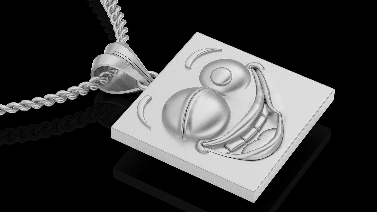 Emoji face comic pendant silver gold jewelry 3D printable model 3D print model_2