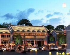town Chinese style commercial residential buildings 3D model_4