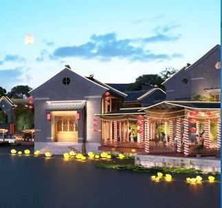 town Chinese style commercial residential buildings 3D model_12