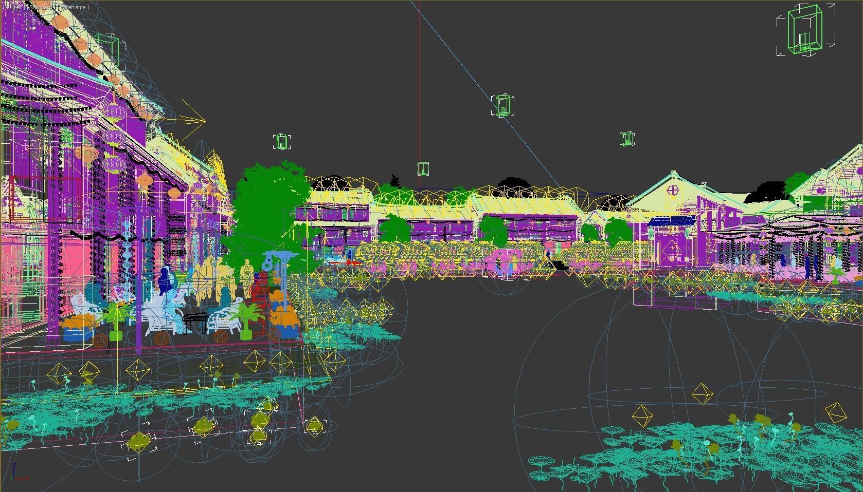 town Chinese style commercial residential buildings 3D model_9