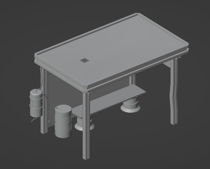 Cyberpunk bus stop concept project save water Low-poly 3D model_12