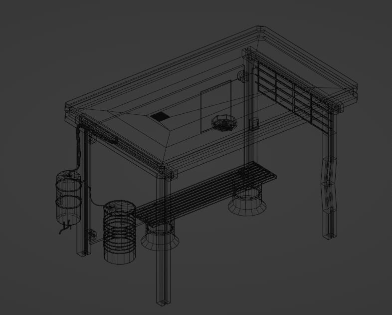 Cyberpunk bus stop concept project save water Low-poly 3D model_13