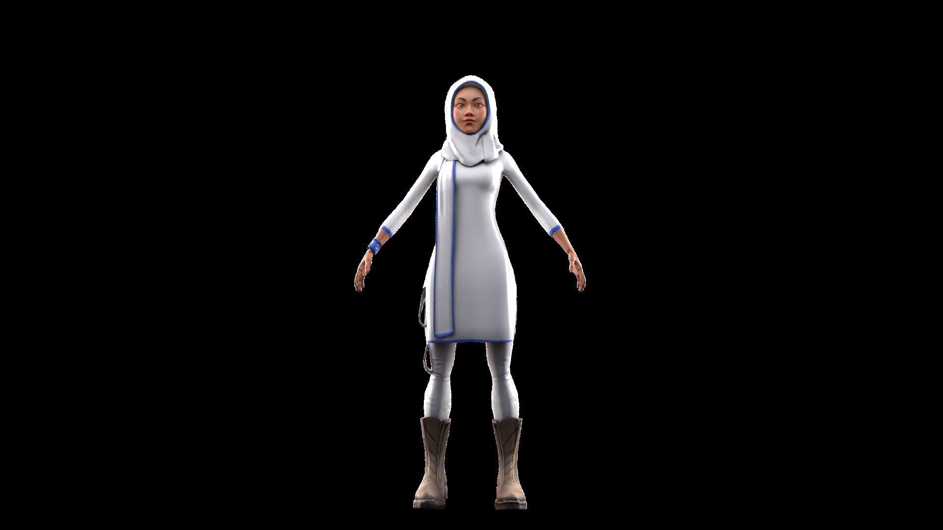 Professional Elegance The Uniformed Woman Low-poly 3D model_9