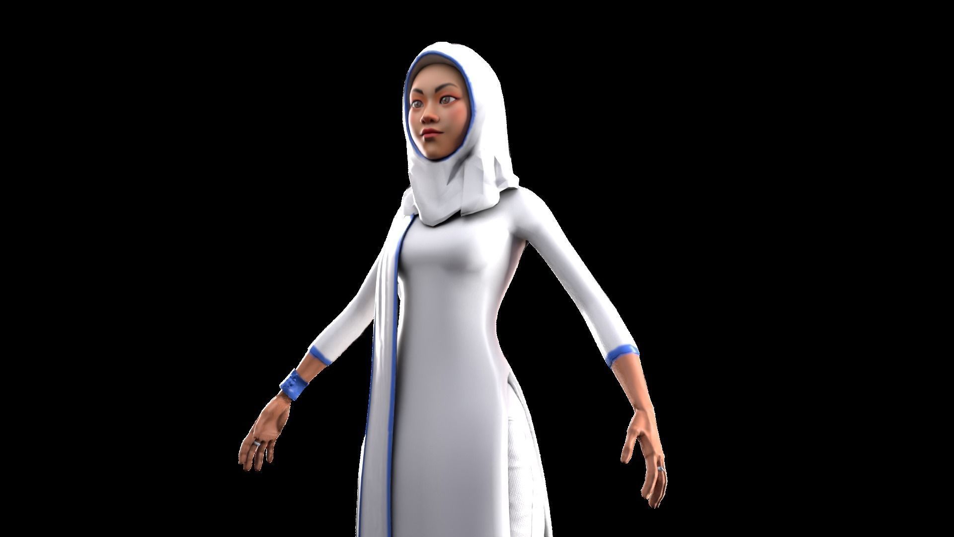 Professional Elegance The Uniformed Woman Low-poly 3D model_6