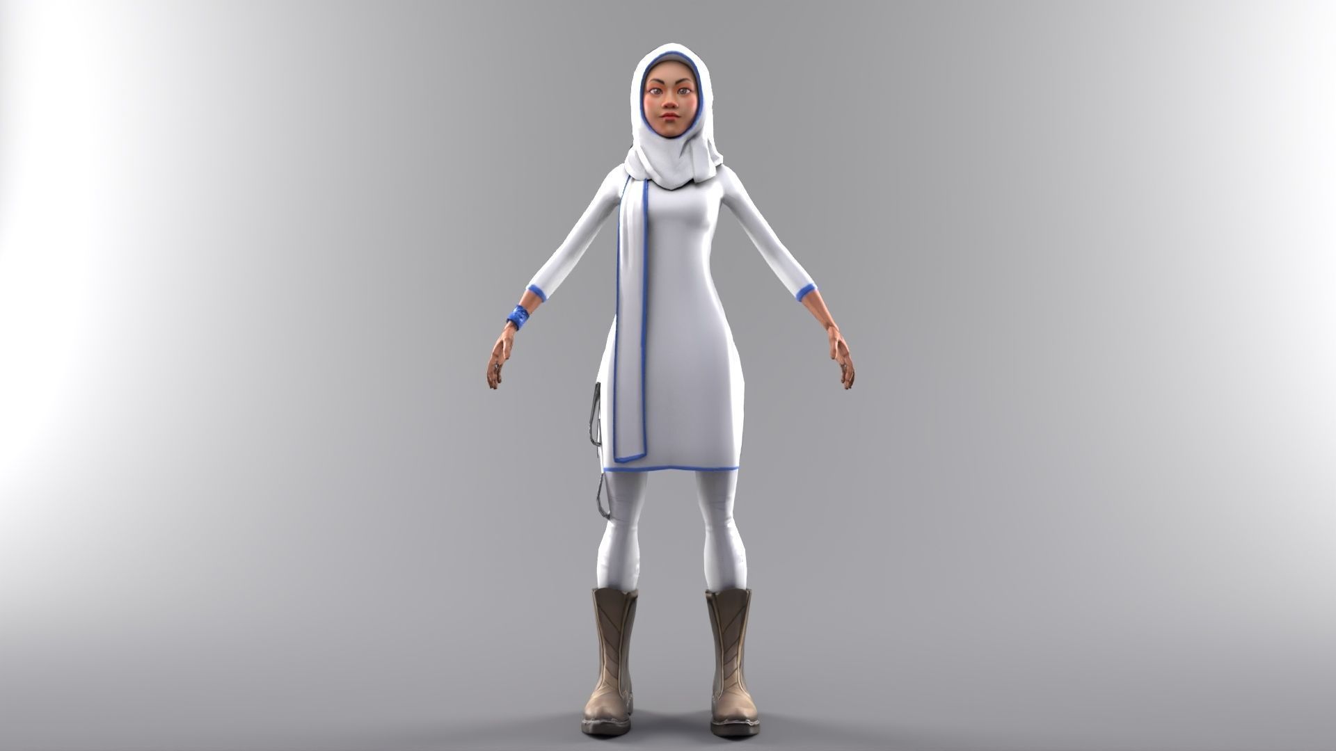 Professional Elegance The Uniformed Woman Low-poly 3D model_13