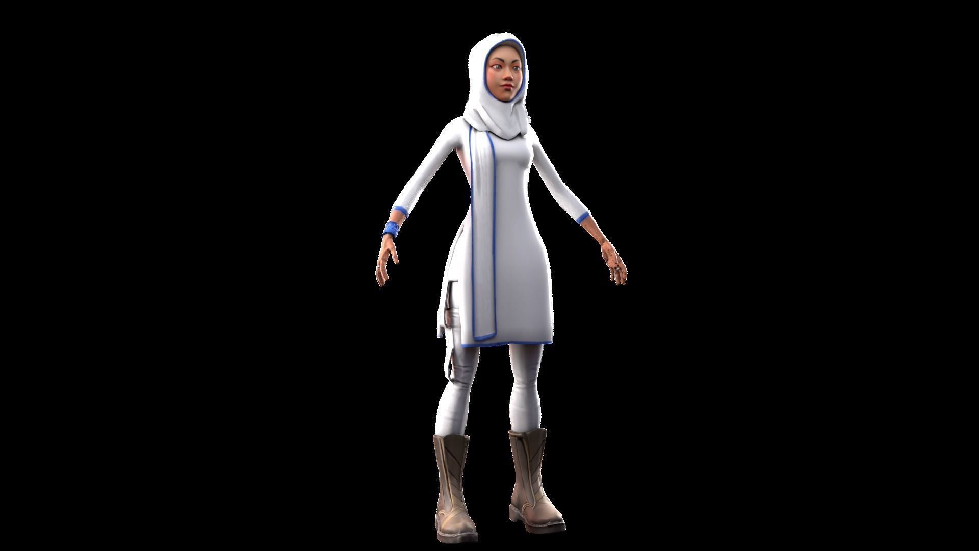 Professional Elegance The Uniformed Woman Low-poly 3D model_11