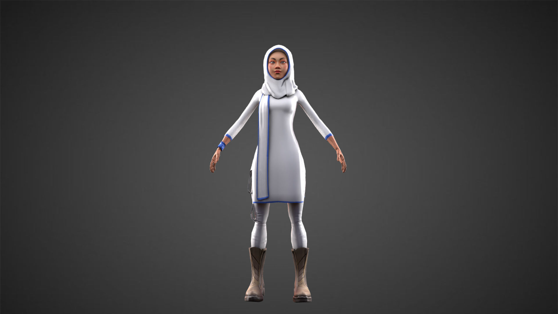 Professional Elegance The Uniformed Woman Low-poly 3D model_12