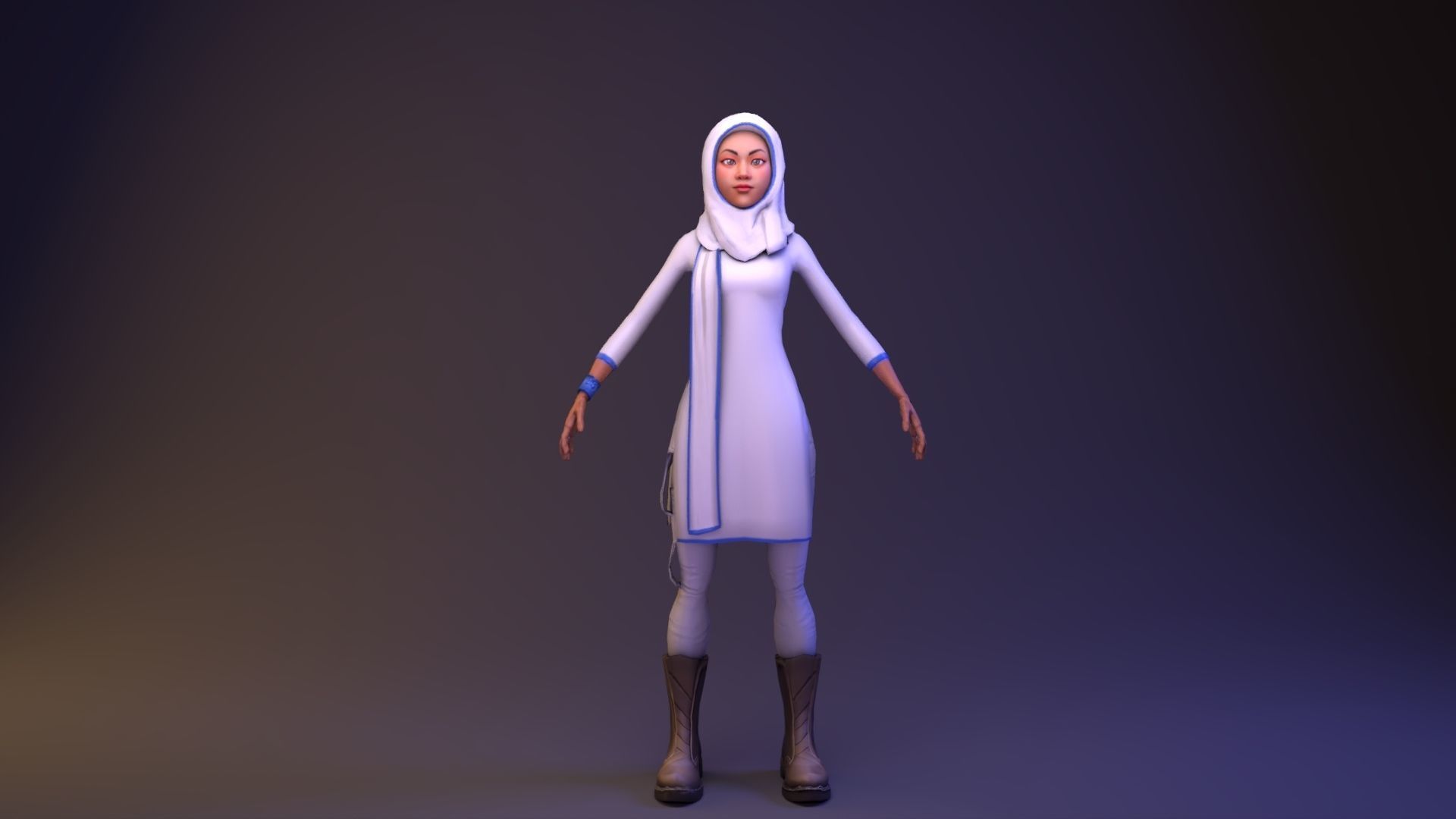 Professional Elegance The Uniformed Woman Low-poly 3D model_3