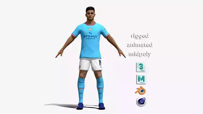 T-Pose Rigged Julian Alvarez Manchester City 3D model