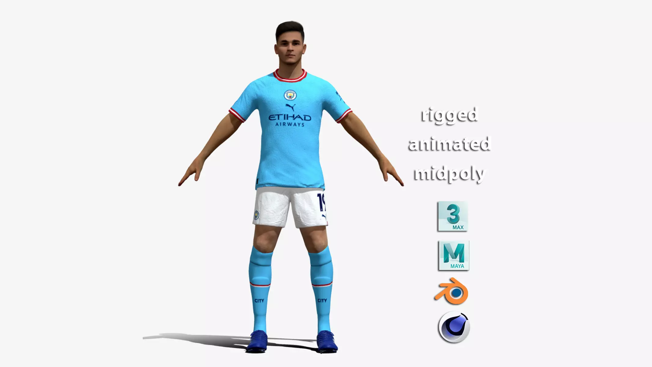 T-Pose Rigged Julian Alvarez Manchester City 3D model