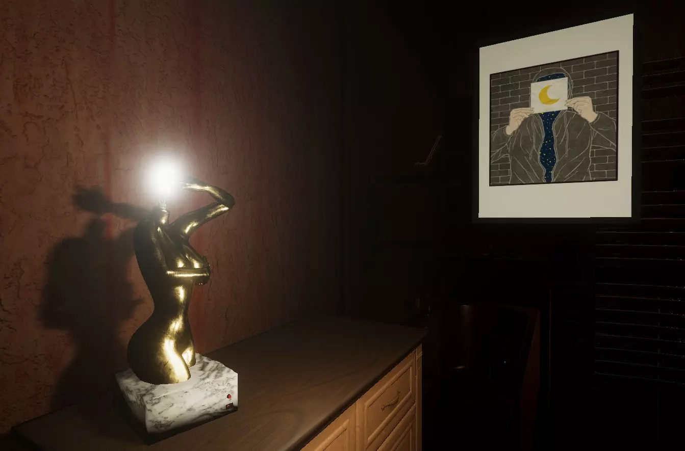 Decorative Lamp - gold sculpture - Low Poly Free low-poly 3D model