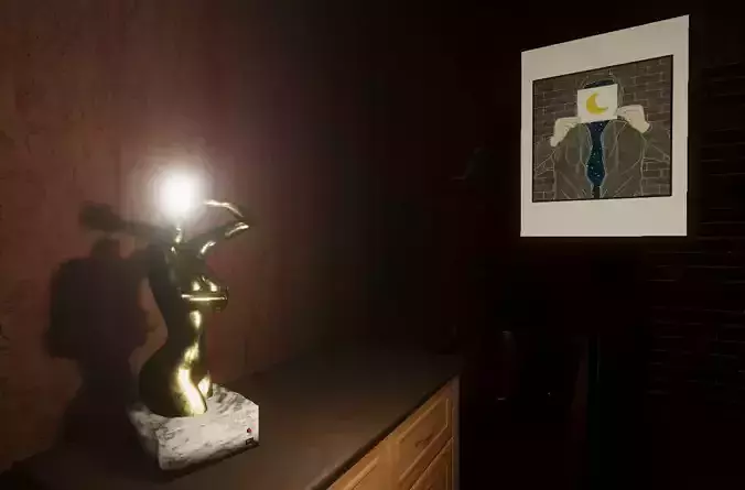 Decorative Lamp - gold sculpture  - Low Poly  Free low-poly 3D model