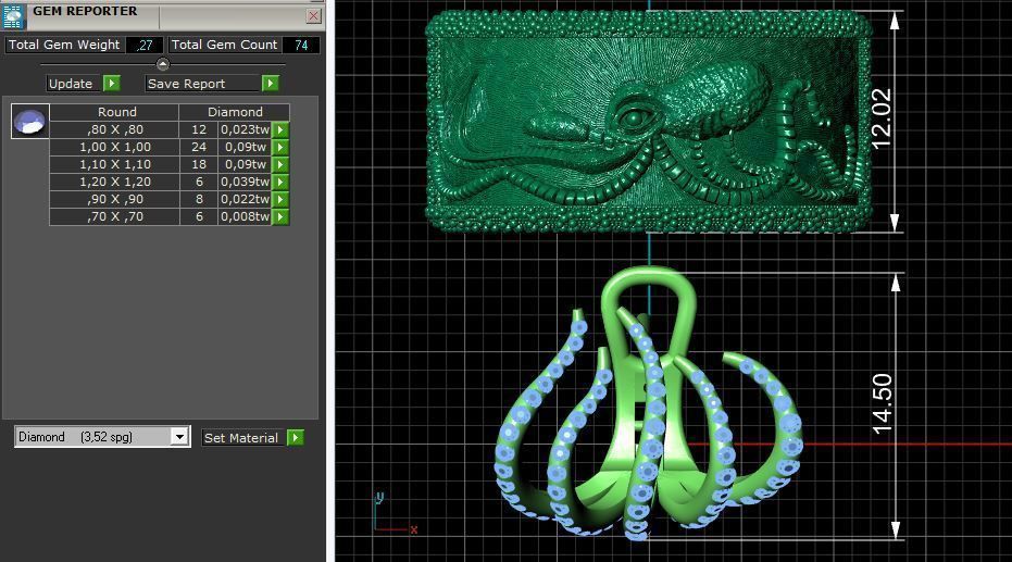 Octopus Ring Earrings 3D print model_3