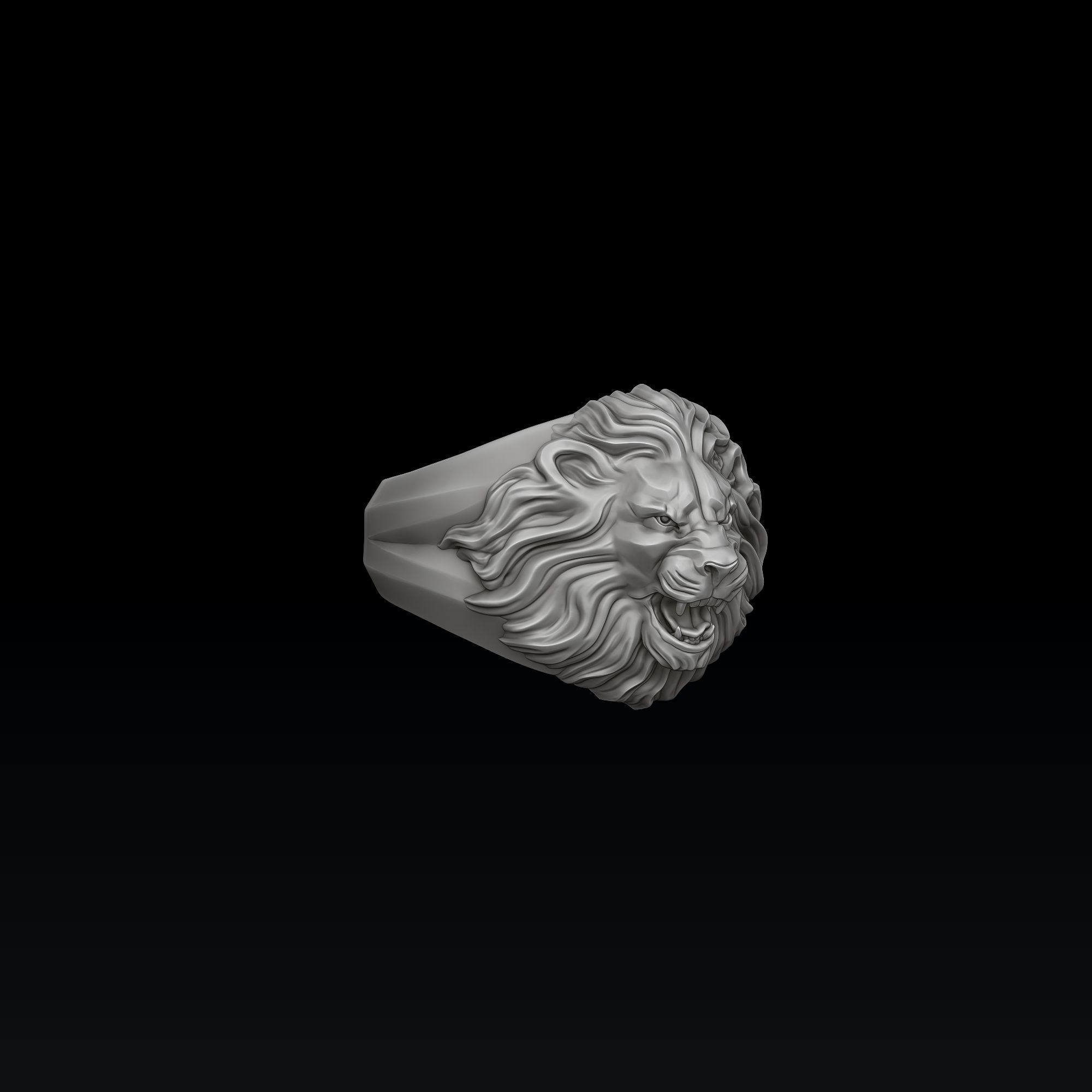 Lion ring 3D print model_4