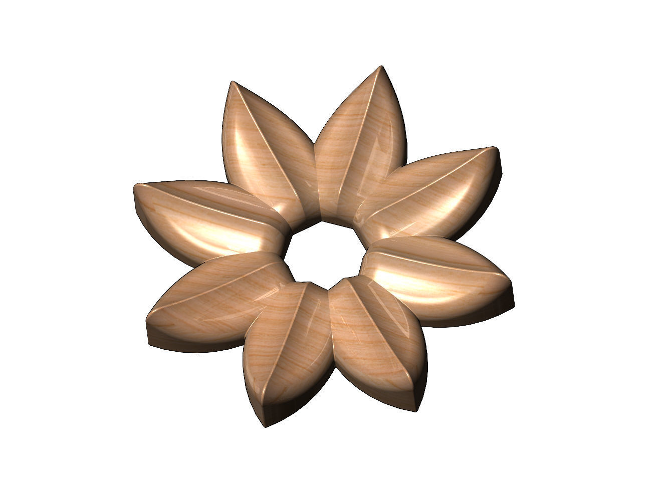 Open Lotus leaves rosette onlay relief 3D print model_7