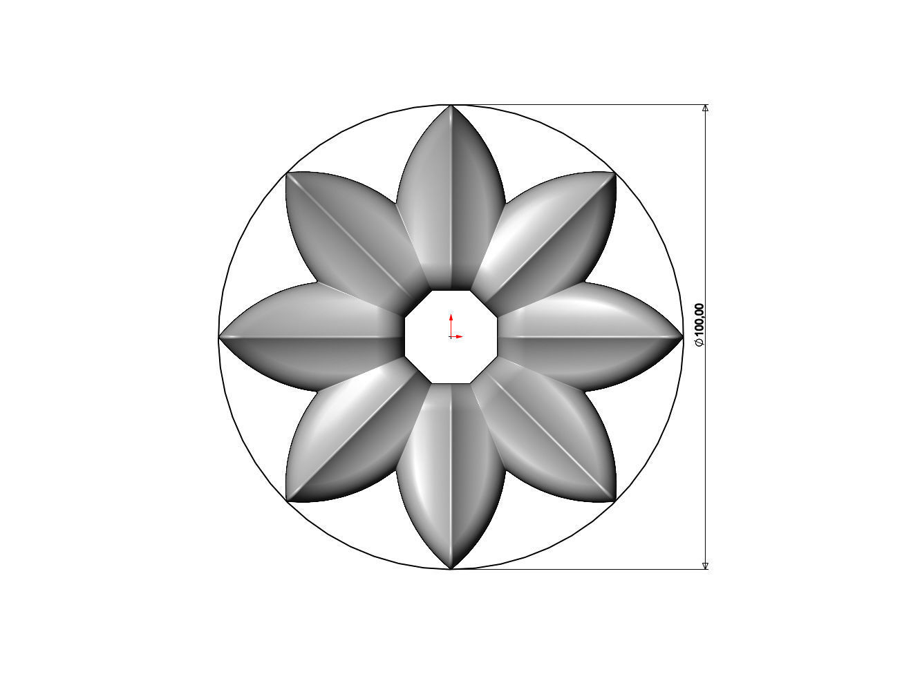 Open Lotus leaves rosette onlay relief 3D print model_5