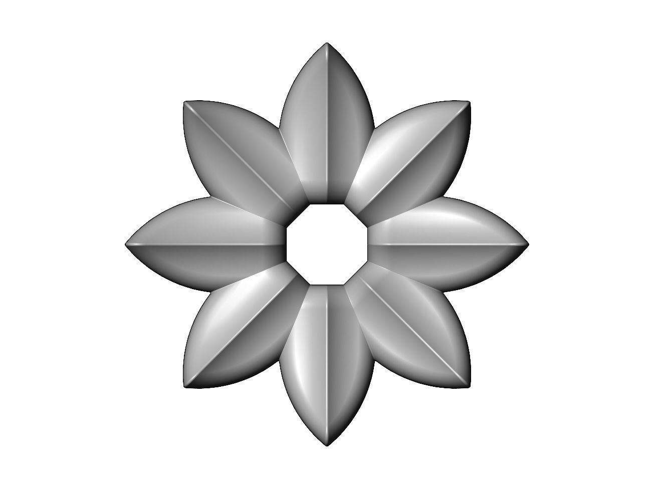 Open Lotus leaves rosette onlay relief 3D print model_2