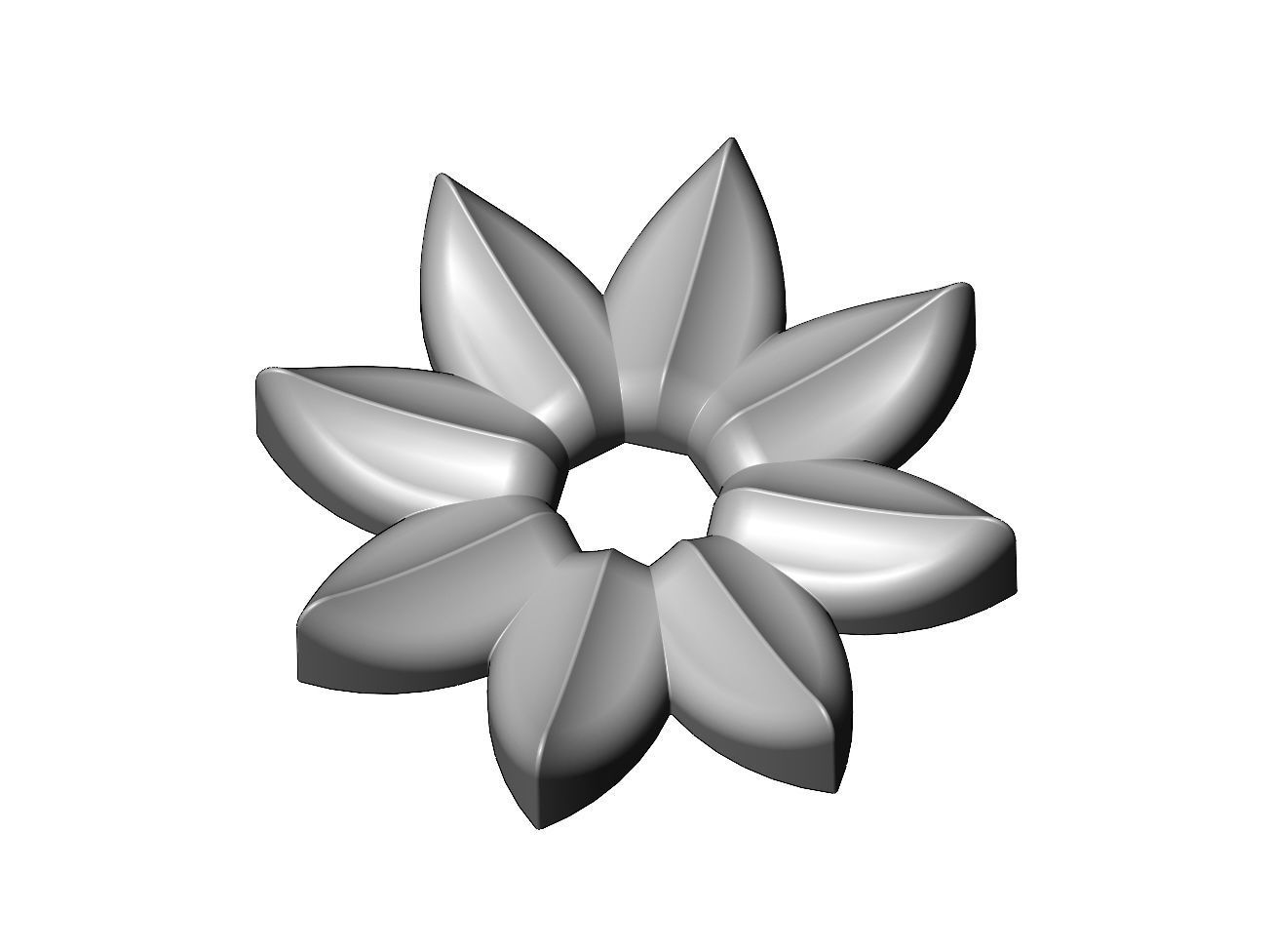 Open Lotus leaves rosette onlay relief 3D print model_1
