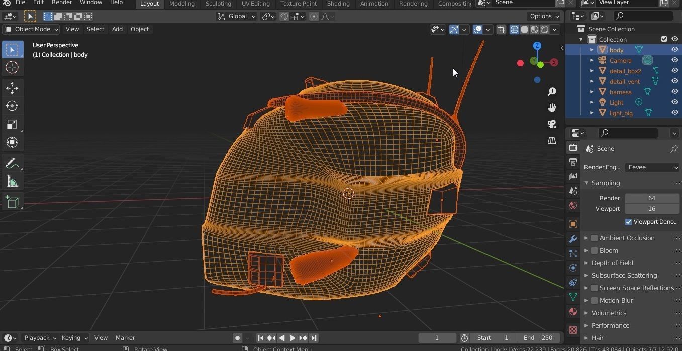 sci-fi helmet Low-poly 3D model_7