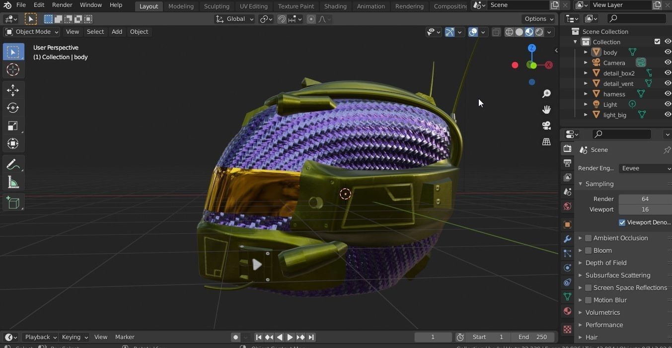 sci-fi helmet Low-poly 3D model_6