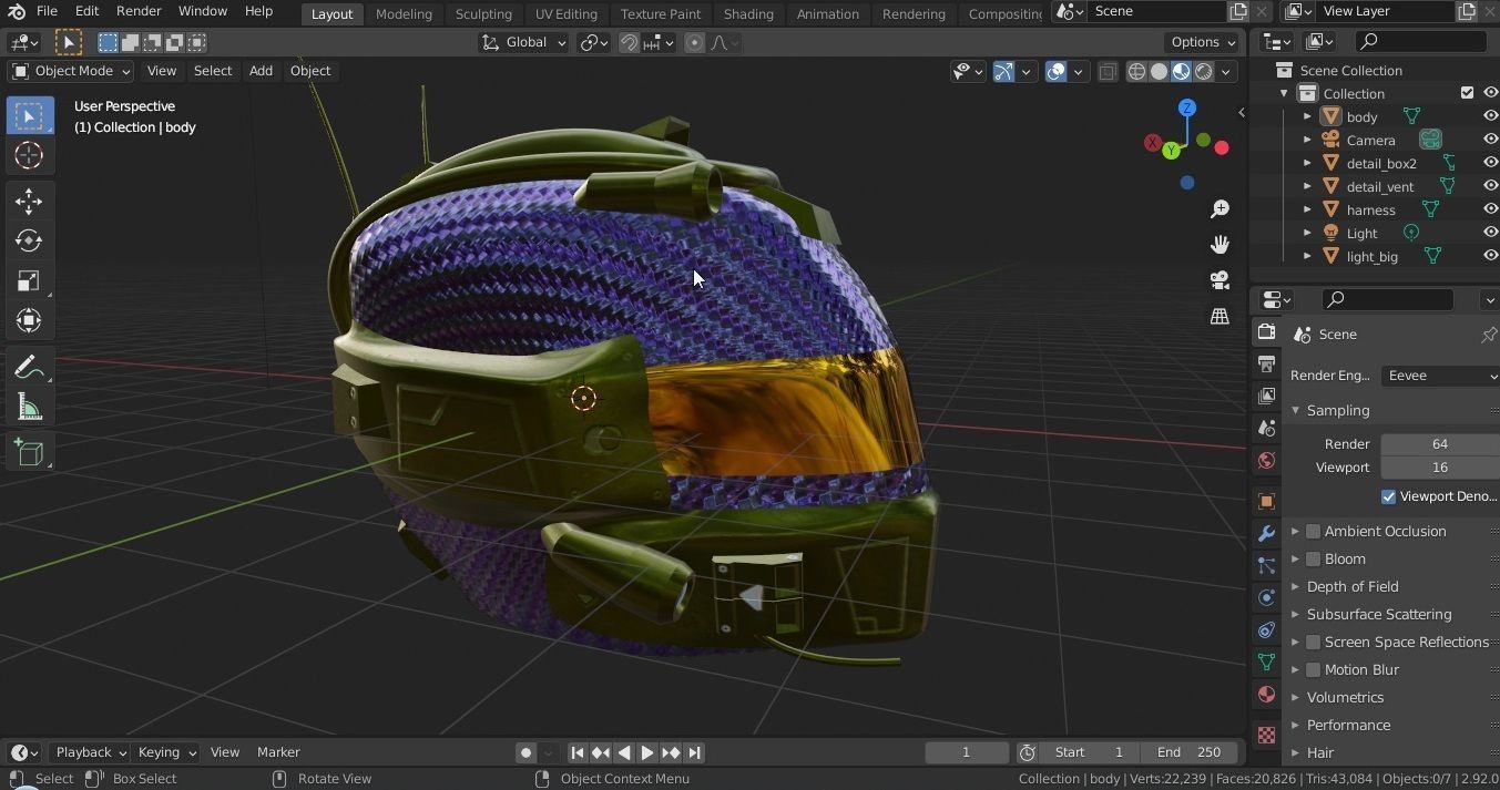 sci-fi helmet Low-poly 3D model_3