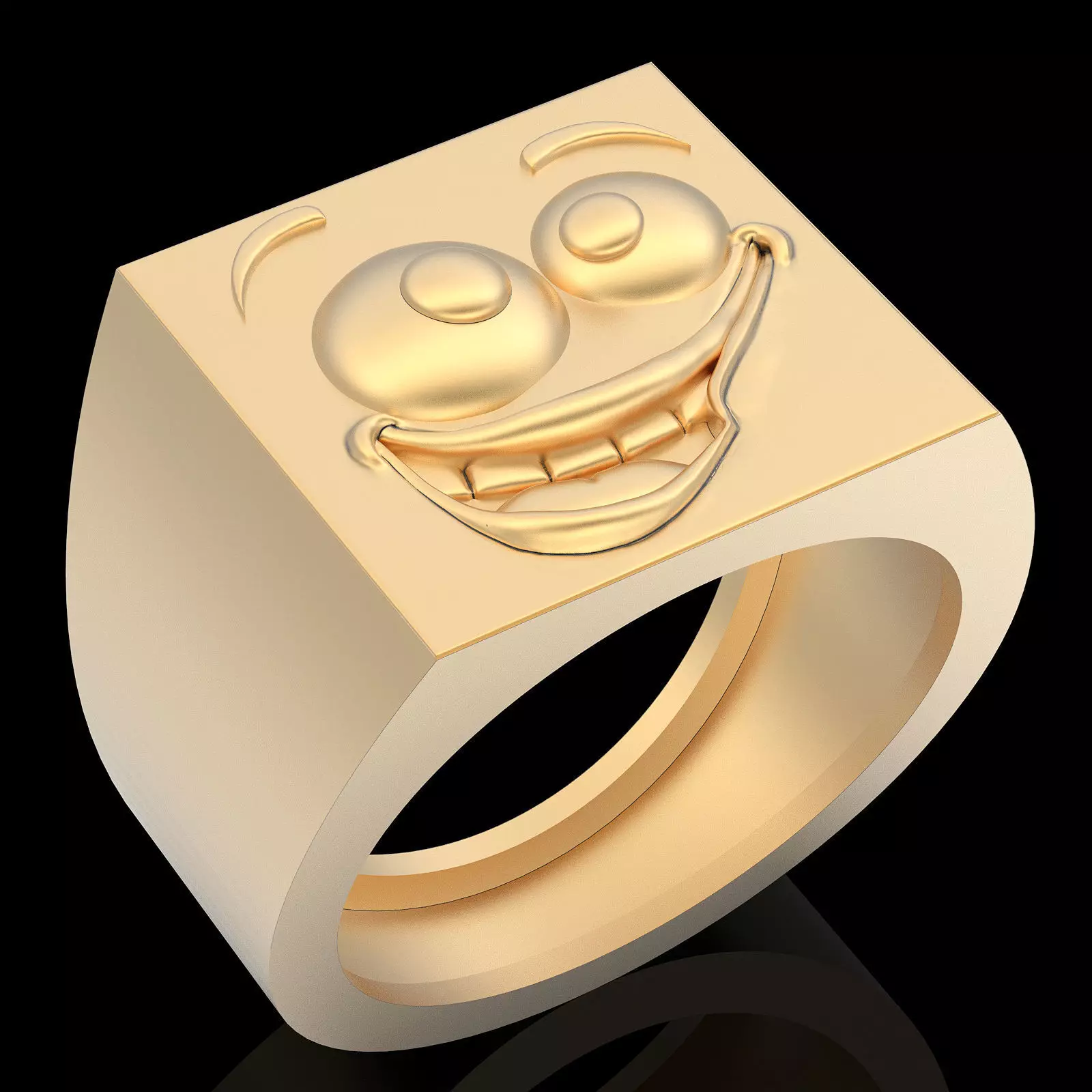 Emoji face comic ring silver gold jewelry 3D printable model 3D print model_0