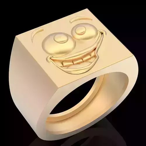 Emoji face comic ring silver gold jewelry 3D printable model 3D print model