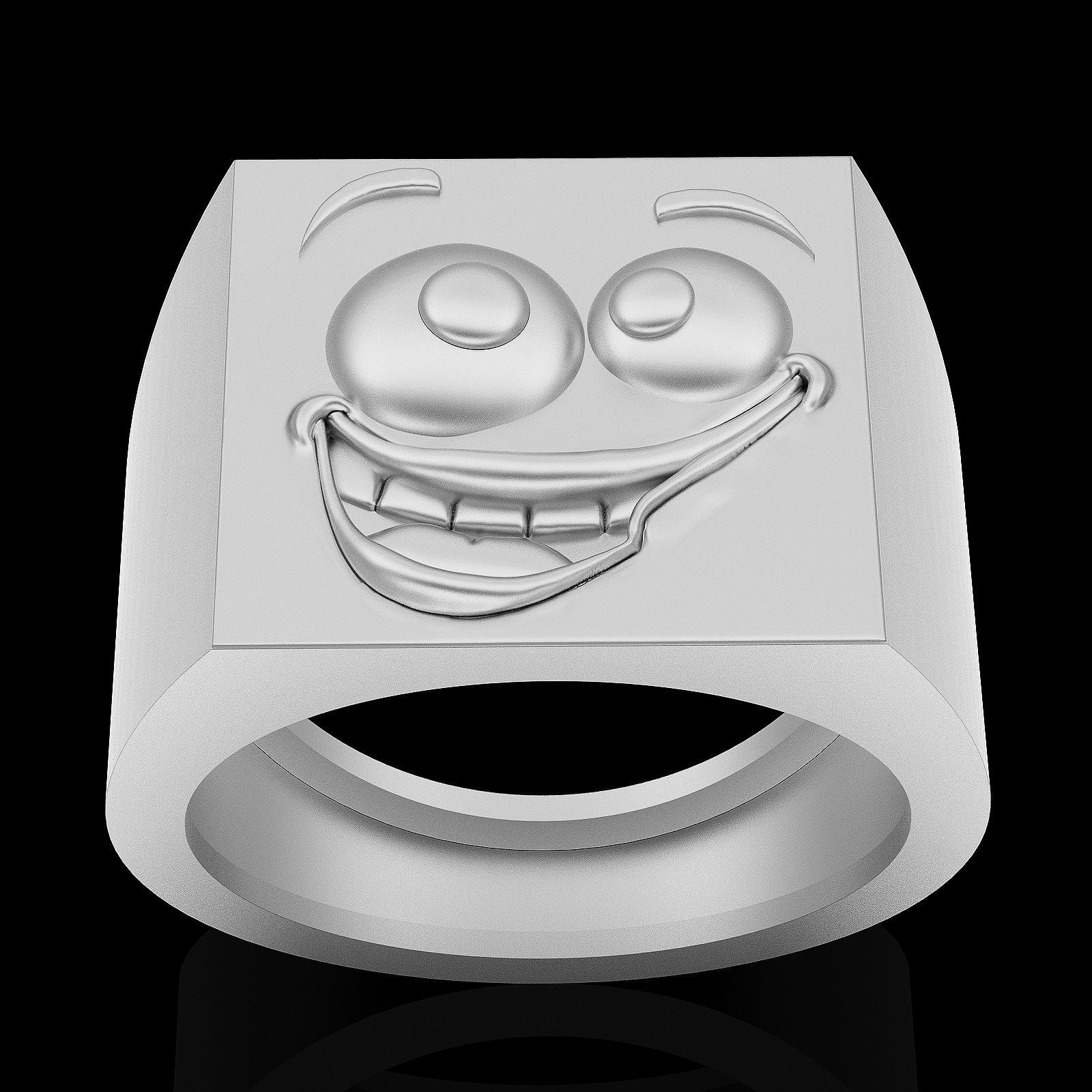 Emoji face comic ring silver gold jewelry 3D printable model 3D print model_1