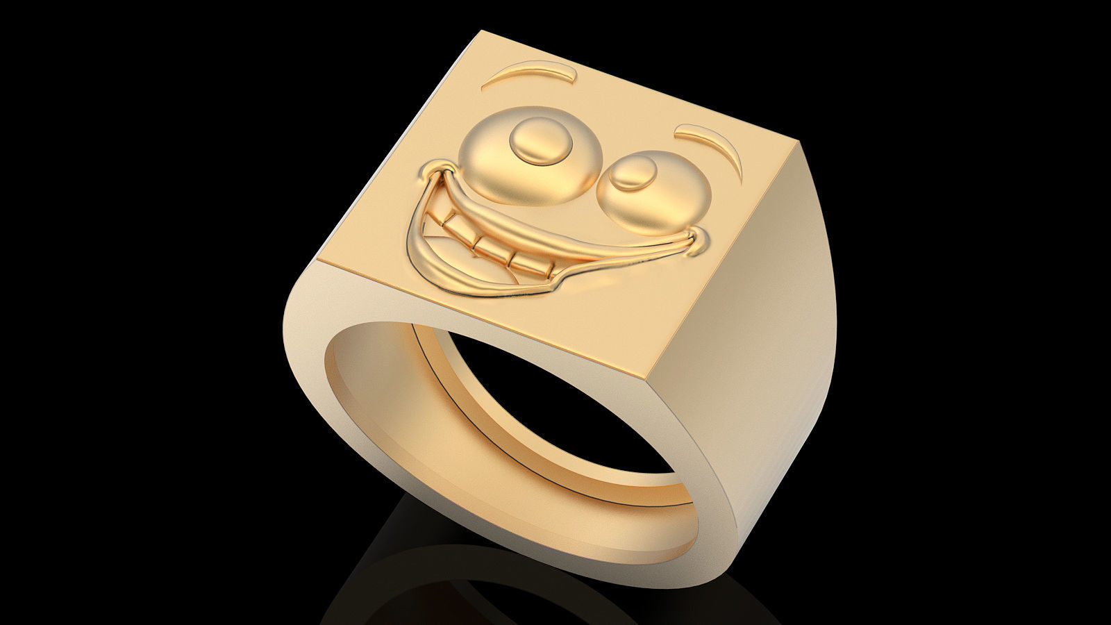 Emoji face comic ring silver gold jewelry 3D printable model 3D print model_2