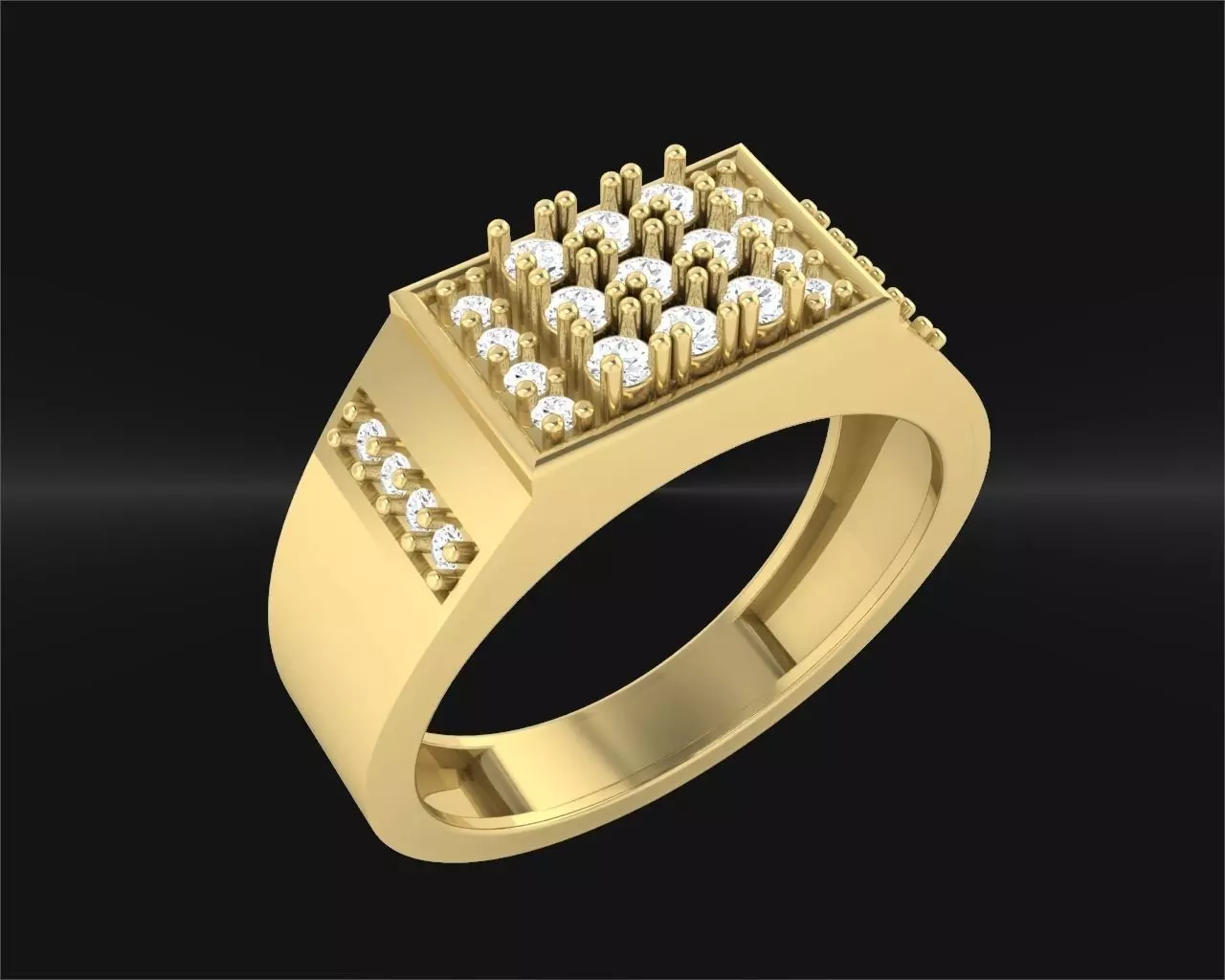 Gents Ring with stones b8 3D print model_0