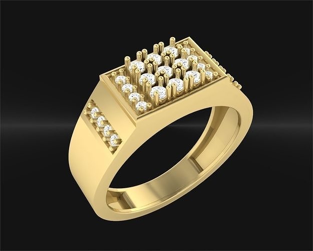 Gents Ring with stones b8 3D print model