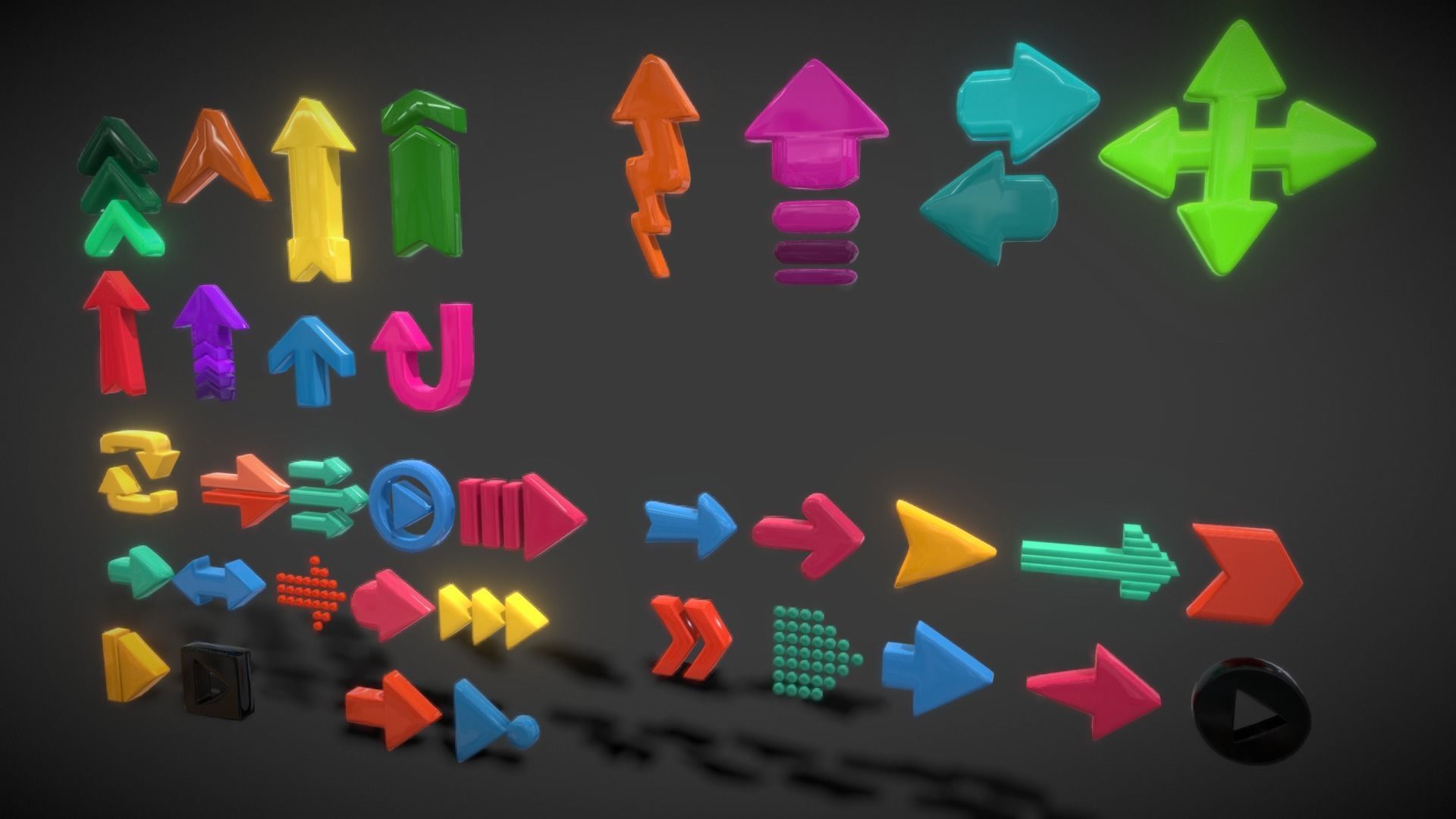 Arrow Button Collections2 Low-poly 3D model_13