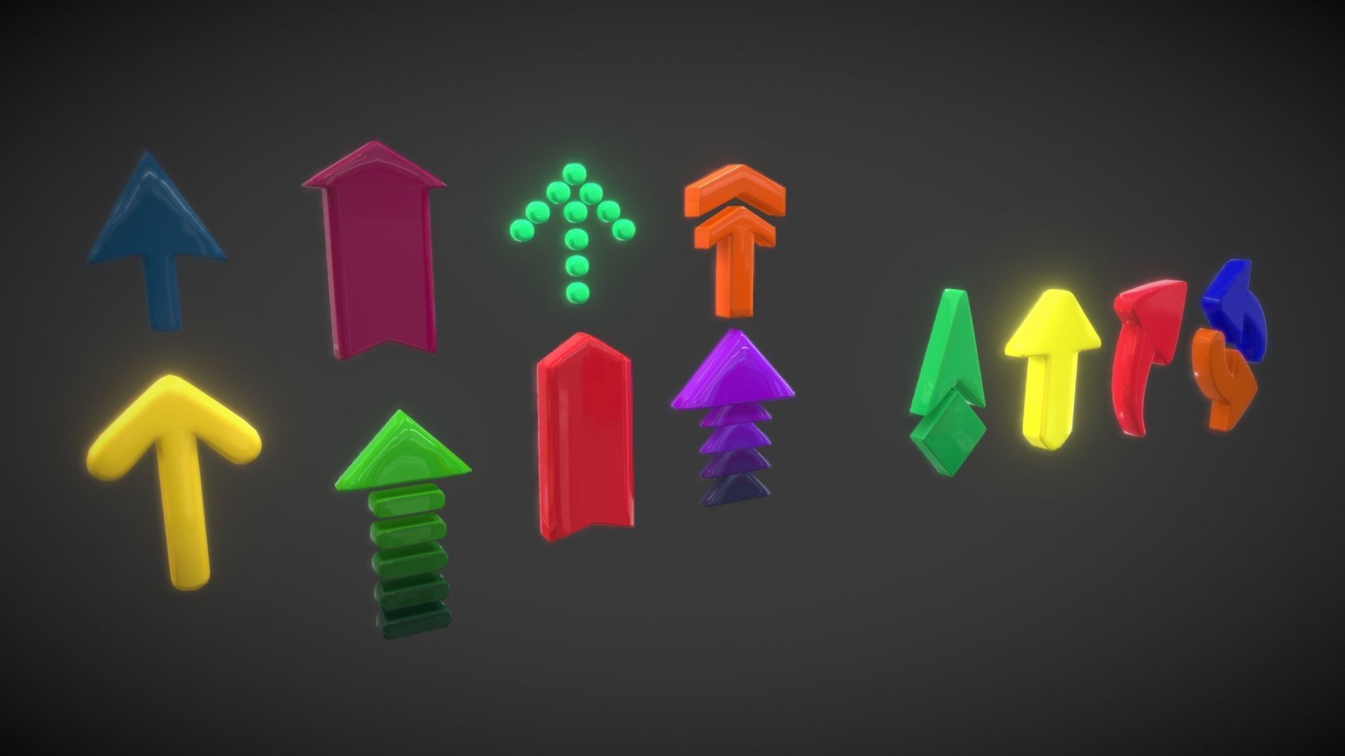 Arrow Button Collections2 Low-poly 3D model_1