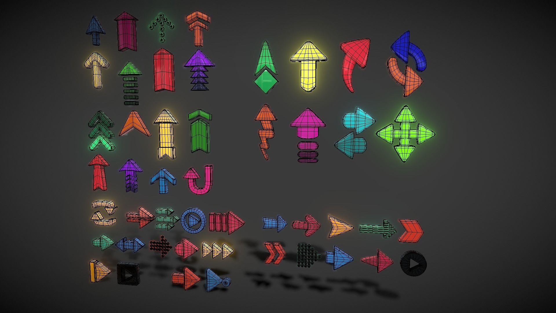 Arrow Button Collections2 Low-poly 3D model_9