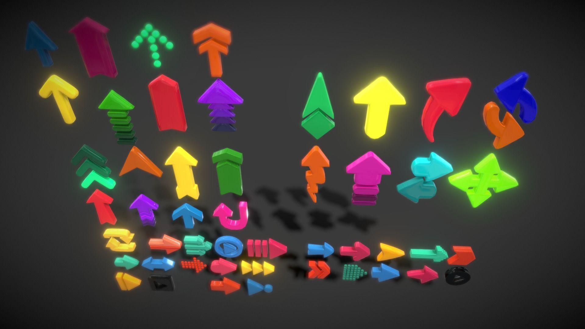 Arrow Button Collections2 Low-poly 3D model_7