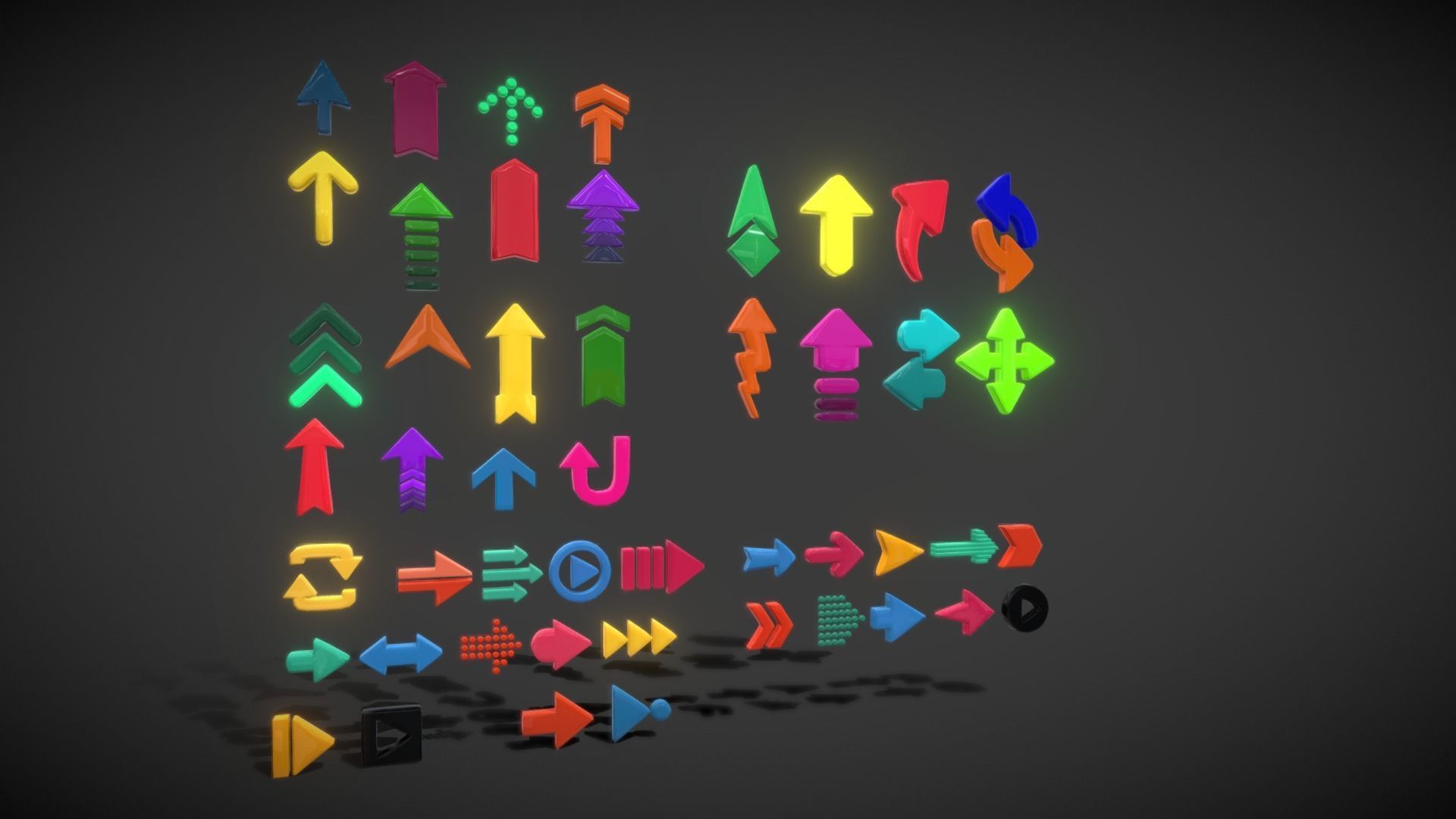 Arrow Button Collections2 Low-poly 3D model_3