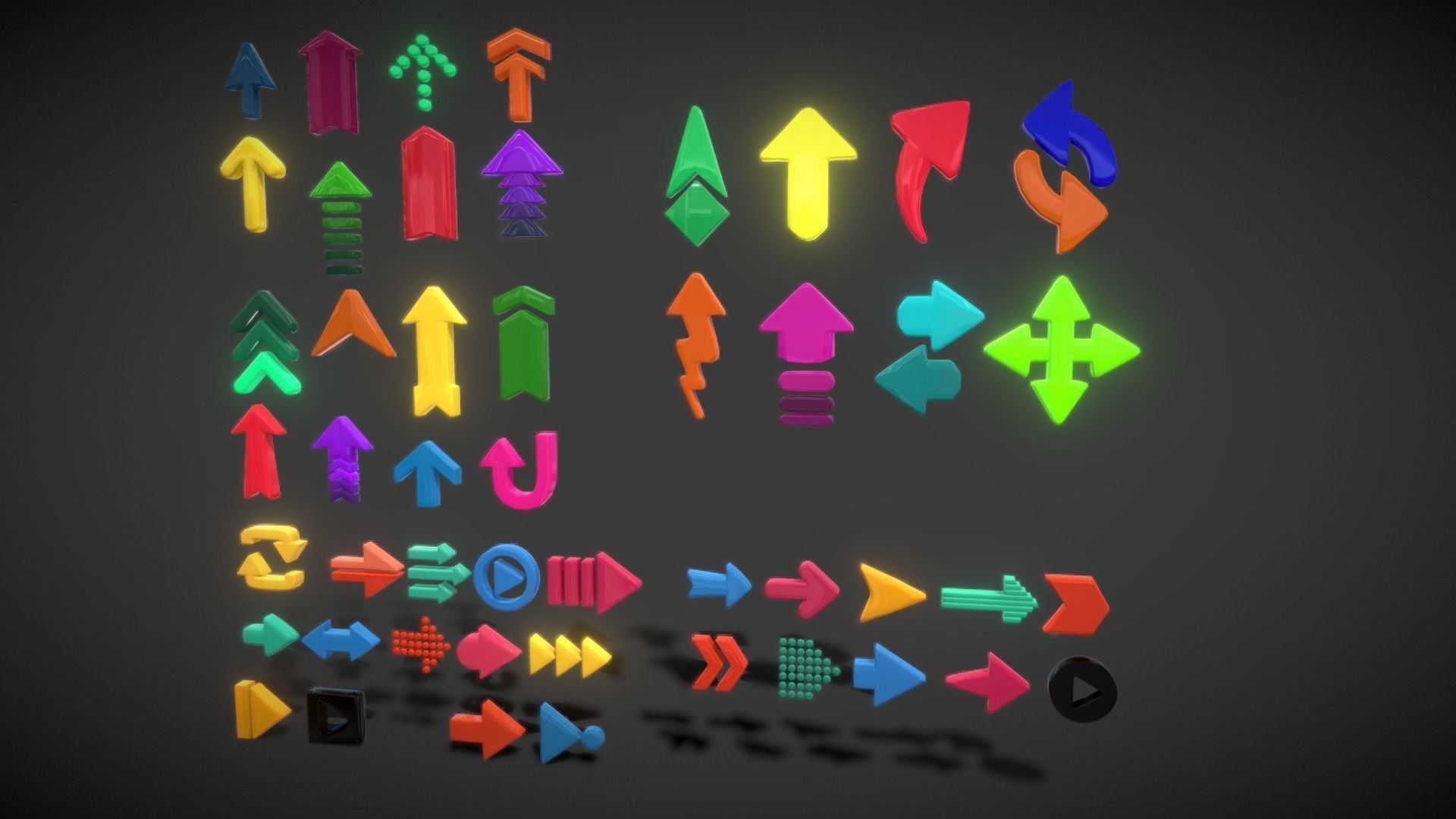 Arrow Button Collections2 Low-poly 3D model_8