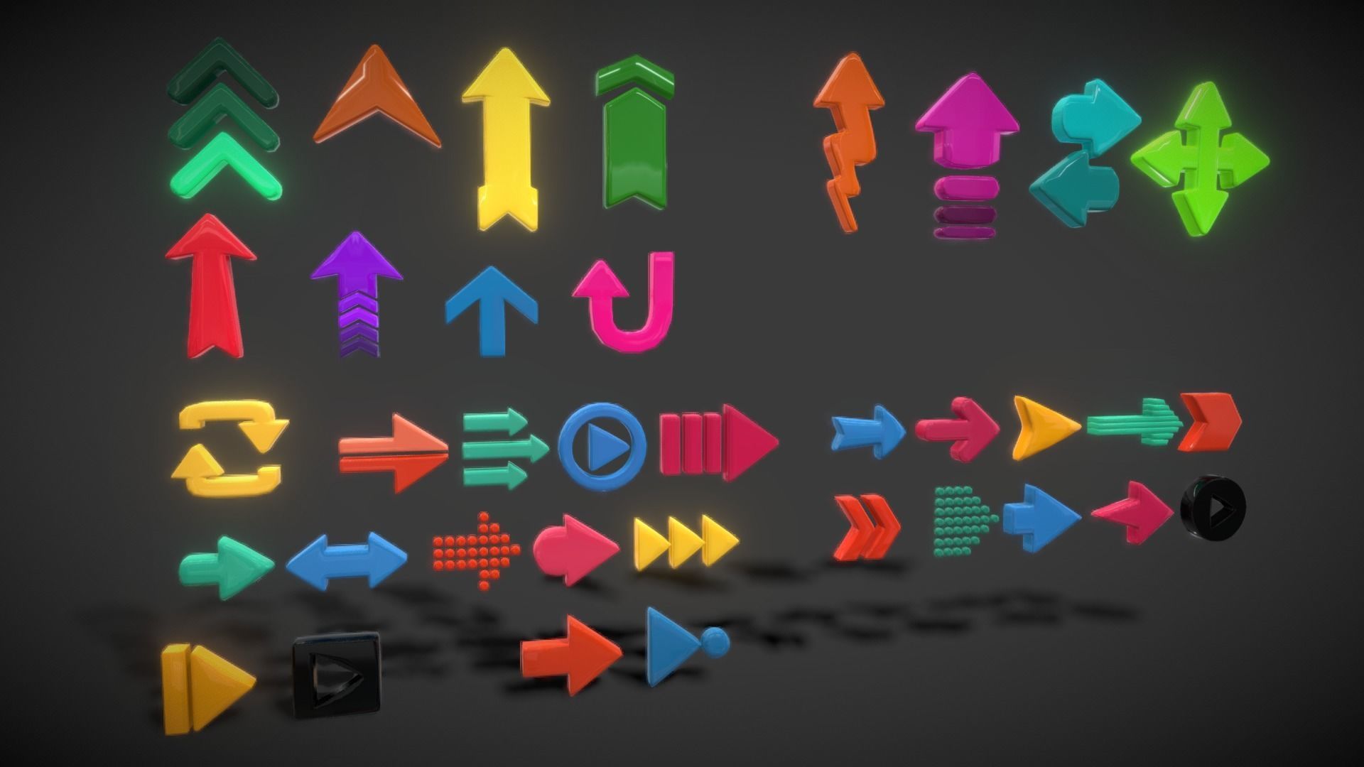 Arrow Button Collections2 Low-poly 3D model_12