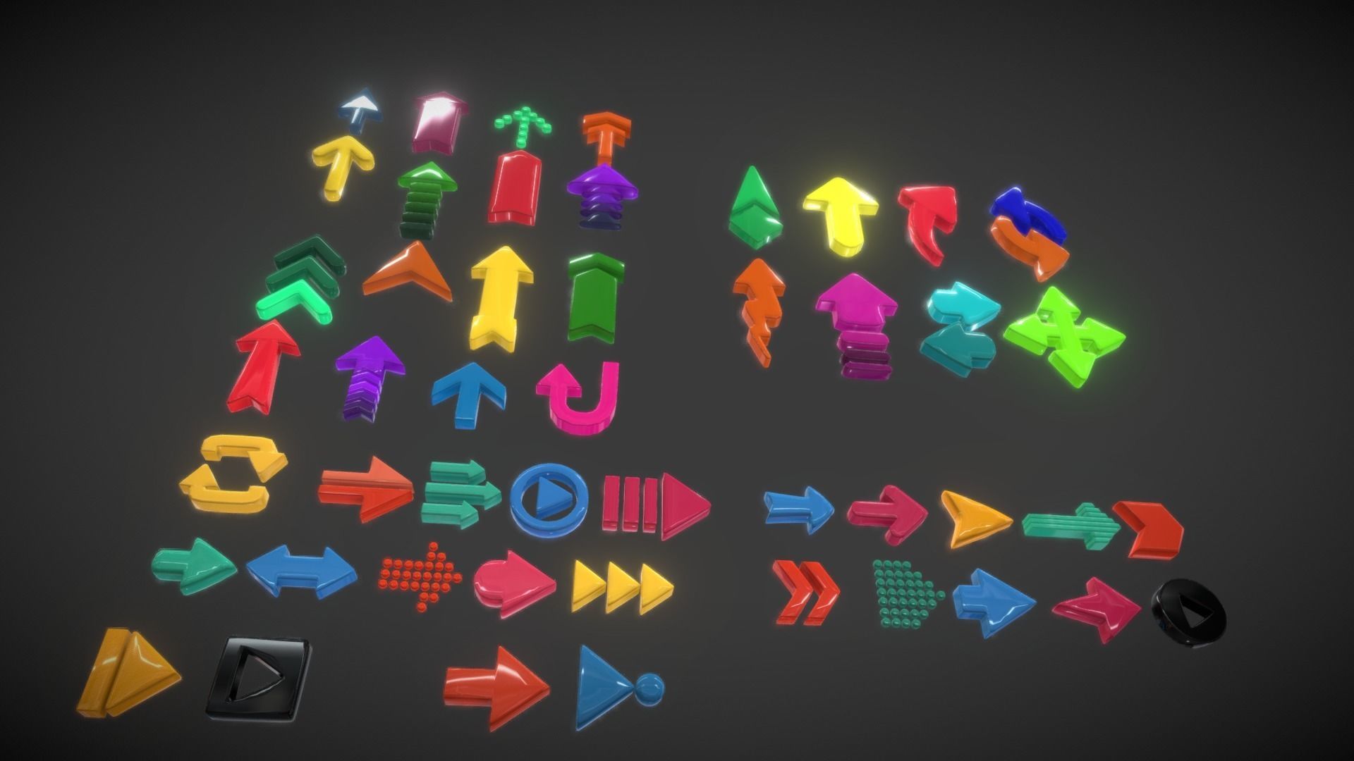 Arrow Button Collections2 Low-poly 3D model_14