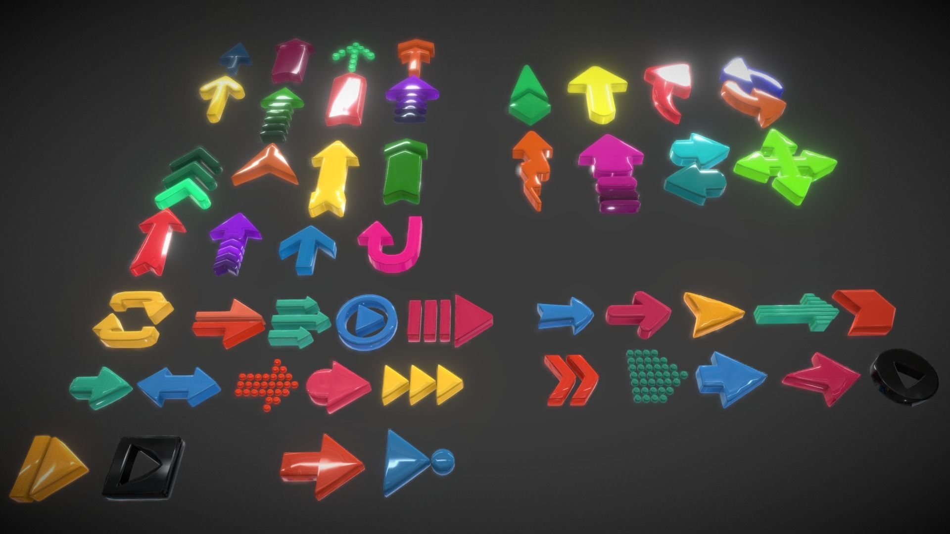 Arrow Button Collections2 Low-poly 3D model_4